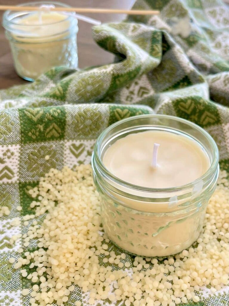 Homemade beeswax candles on the table